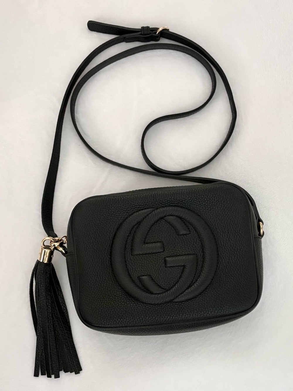 Gucci Black Soho Disco Crossbody Bag with Tassel